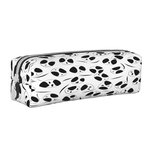 JAYWIS Federmäppchen aus Leder mit niedlichem Panda-Druck, mit Reißverschluss, handgefertigt, Crossgrain, kompakt für Schule, Büro und Reisen, weiß, Einheitsgröße, Kosmetikkoffer von JAYWIS