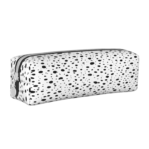 JAYWIS Federmäppchen aus Leder mit schwarzem und weißem Punktemuster, mit Reißverschluss, handgefertigt, Crossgrain, kompakt für Schule, Büro und Reisen, weiß, Einheitsgröße, Kosmetikkoffer von JAYWIS