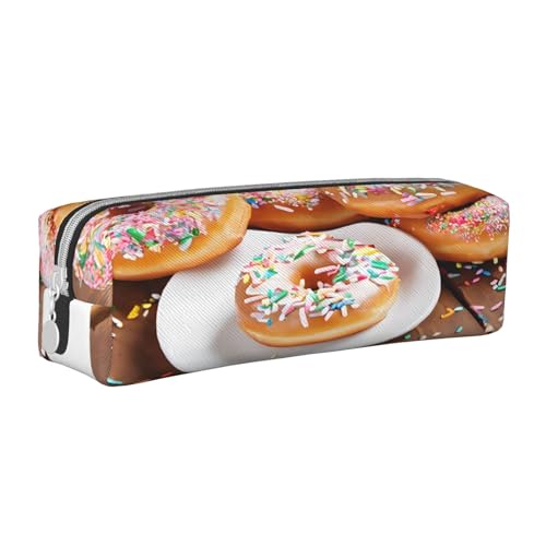 JAYWIS Federmäppchen aus Leder mit weihnachtlichem Donuts-Druck, mit Reißverschluss, handgefertigt, Crossgrain, kompakt für Schule, Büro und Reisen, weiß, Einheitsgröße, Kosmetikkoffer von JAYWIS