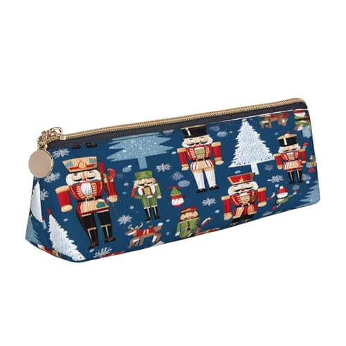 JAYWIS Federmäppchen für Damen, Nussknacker, Ballett, Weihnachten, Tanz, dreieckig, Leder, Kreuznarben-Organizer für Schule, Büro und Reisen, Premium-Reißverschluss-Design, weiß, Einheitsgröße von JAYWIS