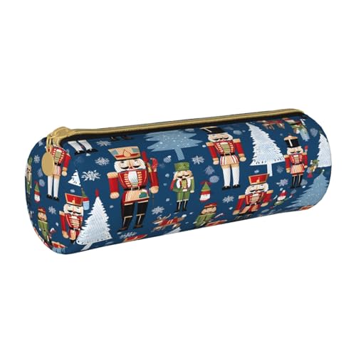 JAYWIS Federmäppchen für Damen, Nussknacker-Ballett, Weihnachten, Tanz, Leder, mit Reißverschluss, Kreuznarben-Design, kompakter Zylinder-Organizer für Schule, Büro und Reisen, weiß, Einheitsgröße von JAYWIS