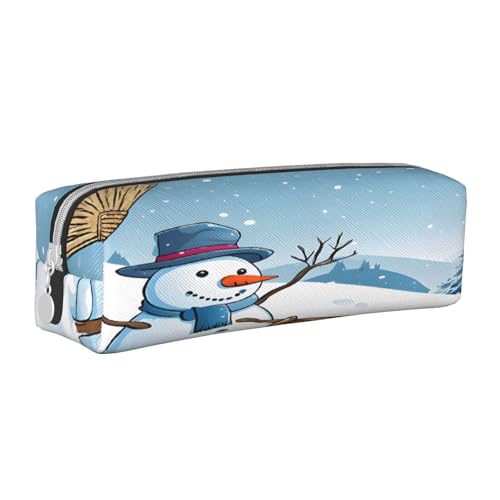 JAYWIS Federmäppchen mit Aufdruck "Merry Christmas" aus Leder mit Reißverschluss, handgefertigt, Crossgrain, kompakt für Schule, Büro und Reisen, weiß, Einheitsgröße, Kosmetikkoffer von JAYWIS