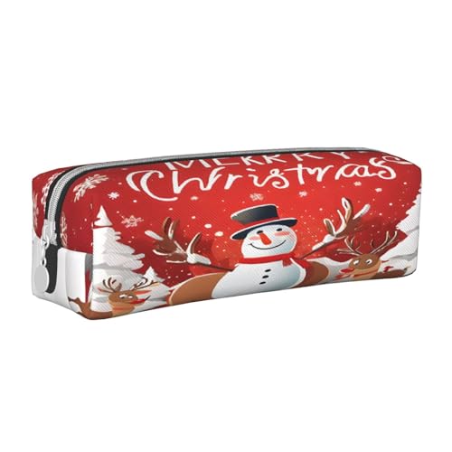 JAYWIS Federmäppchen mit Aufdruck "Merry Christmas" aus Leder mit Reißverschluss, handgefertigt, Crossgrain, kompakt für Schule, Büro und Reisen, weiß, Einheitsgröße, Kosmetikkoffer von JAYWIS