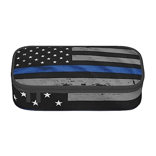 JAYWIS Federmäppchen mit Blumendruck, groß, ästhetisch, Federmäppchen für Mädchen und Jungen, für Schule oder Arbeit, Schreibwaren, American Thin Blue Line Flagge, Einheitsgröße, Schulranzen von JAYWIS