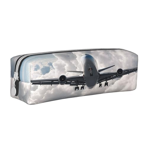 JAYWIS Federmäppchen mit Flugzeugkunstdruck, Leder, mit Reißverschluss, handgefertigt, Crossgrain, kompakt für Schule, Büro und Reisen, weiß, Einheitsgröße, Kosmetikkoffer von JAYWIS