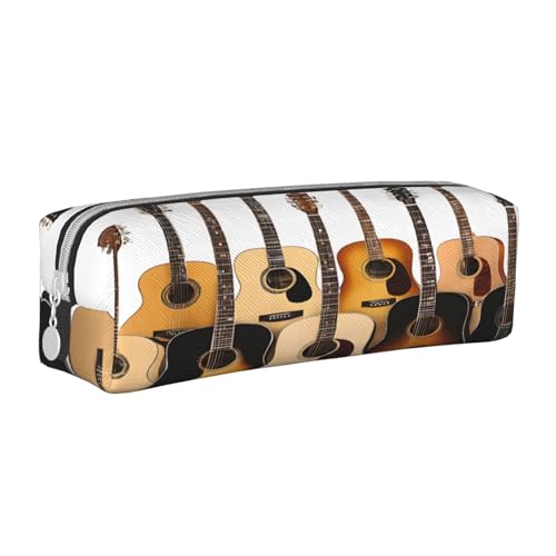 JAYWIS Federmäppchen mit Gitarren-Aufdruck, Leder, mit Reißverschluss, handgefertigt, Crossgrain, kompakt für Schule, Büro und Reisen, weiß, Einheitsgröße, Kosmetikkoffer von JAYWIS