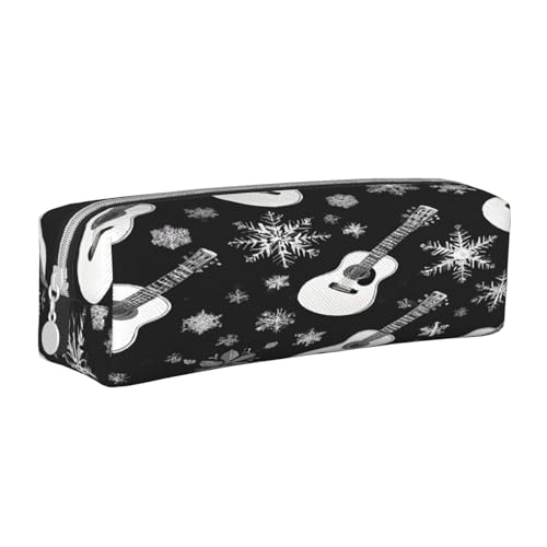 JAYWIS Federmäppchen mit Gitarrenmuster, Leder, mit Reißverschluss, handgefertigt, Crossgrain, kompakt für Schule, Büro und Reisen, weiß, Einheitsgröße, Kosmetikkoffer von JAYWIS