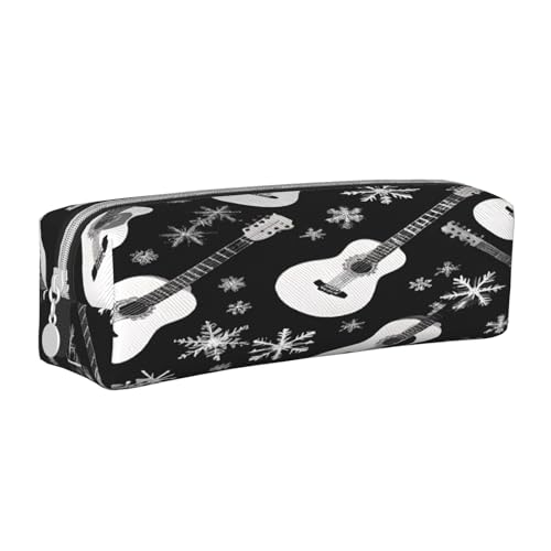 JAYWIS Federmäppchen mit Gitarrenmuster, Leder, mit Reißverschluss, handgefertigt, Crossgrain, kompakt für Schule, Büro und Reisen, weiß, Einheitsgröße, Kosmetikkoffer von JAYWIS