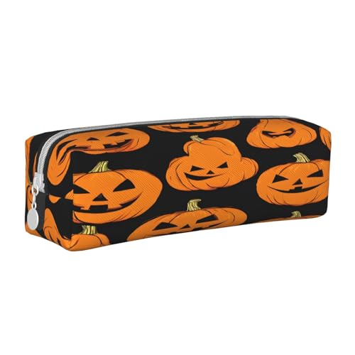 JAYWIS Federmäppchen mit Halloween-Motiv, Leder, mit Reißverschluss, handgefertigt, Crossgrain, kompakt für Schule, Büro und Reisen, weiß, Einheitsgröße, Kosmetikkoffer von JAYWIS