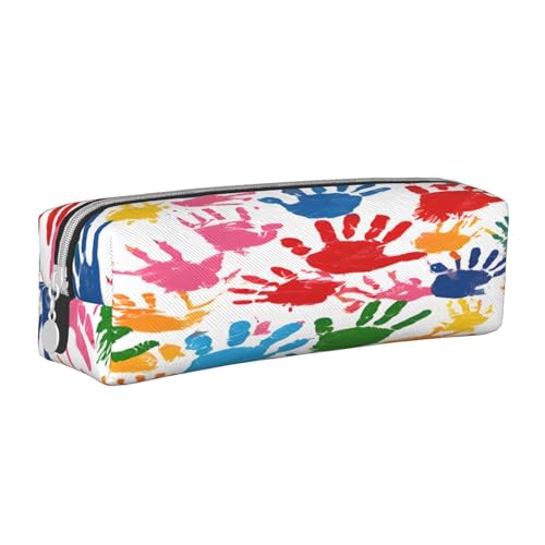 JAYWIS Federmäppchen mit Handaufdruck, Leder, mit Reißverschluss, handgefertigt, Crossgrain, kompakt für Schule, Büro und Reisen, weiß, Einheitsgröße, Kosmetikkoffer von JAYWIS