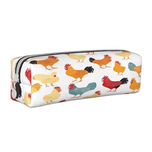 JAYWIS Federmäppchen mit Hühnerbrut, Leder, mit Reißverschluss, handgefertigt, Crossgrain, kompakt für Schule, Büro und Reisen, weiß, Einheitsgröße, Kosmetikkoffer von JAYWIS