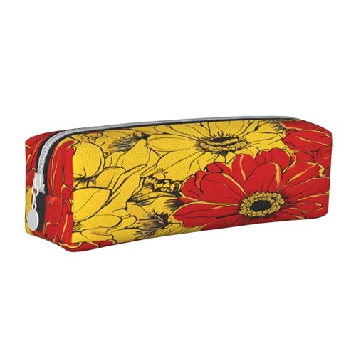 JAYWIS Federmäppchen mit Mohnblumen-Aufdruck, Leder, mit Reißverschluss, handgefertigt, Crossgrain, kompakt für Schule, Büro und Reisen, weiß, Einheitsgröße, Kosmetikkoffer von JAYWIS