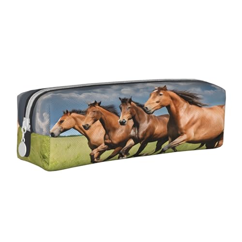 JAYWIS Federmäppchen mit Pferdemotiv, Leder, mit Reißverschluss, handgefertigt, Crossgrain, kompakt für Schule, Büro und Reisen, weiß, Einheitsgröße, Kosmetikkoffer von JAYWIS