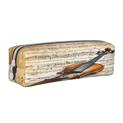 JAYWIS Federmäppchen mit Schmetterlings- und Cello-Aufdruck, Leder, mit Reißverschluss, handgefertigt, Crossgrain, kompakt für Schule, Büro und Reisen, weiß, Einheitsgröße, Kosmetikkoffer von JAYWIS