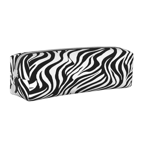 JAYWIS Federmäppchen mit Zebramuster, Leder, mit Reißverschluss, handgefertigt, Crossgrain, kompakt für Schule, Büro und Reisen, weiß, Einheitsgröße, Kosmetikkoffer von JAYWIS