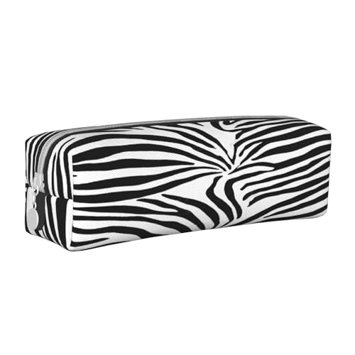 JAYWIS Federmäppchen mit Zebramuster, Leder, mit Reißverschluss, handgefertigt, Crossgrain, kompakt für Schule, Büro und Reisen, weiß, Einheitsgröße, Kosmetikkoffer von JAYWIS