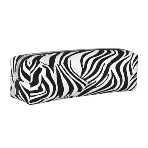 JAYWIS Federmäppchen mit Zebramuster, Leder, mit Reißverschluss, handgefertigt, Crossgrain, kompakt für Schule, Büro und Reisen, weiß, Einheitsgröße, Kosmetikkoffer von JAYWIS