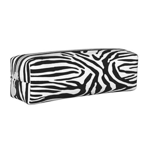 JAYWIS Federmäppchen mit Zebramuster, Leder, mit Reißverschluss, handgefertigt, Crossgrain, kompakt für Schule, Büro und Reisen, weiß, Einheitsgröße, Kosmetikkoffer von JAYWIS