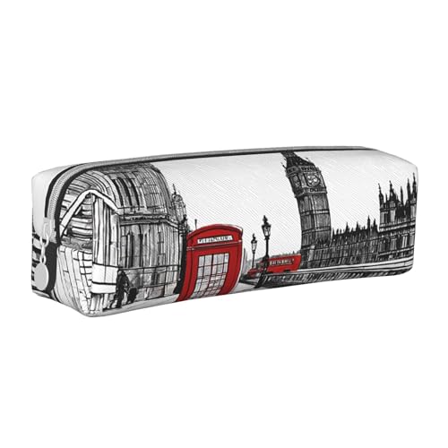 JAYWIS Leder-Federmäppchen mit Reißverschluss, handgefertigt, Crossgrain, kompakt für Schule, Büro und Reisen, Rot, weiß, Einheitsgröße, Kosmetikkoffer von JAYWIS