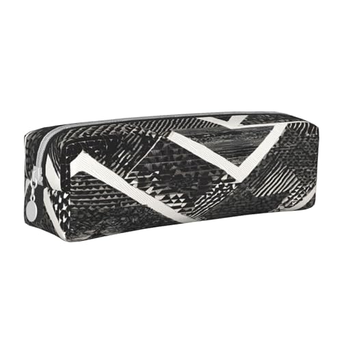 JAYWIS Leder-Federmäppchen mit Reißverschluss, handgefertigt, gekreuzt, kompakt, für Schule, Büro und Reisen, Schwarz / Weiß, weiß, Einheitsgröße, Kosmetikkoffer von JAYWIS