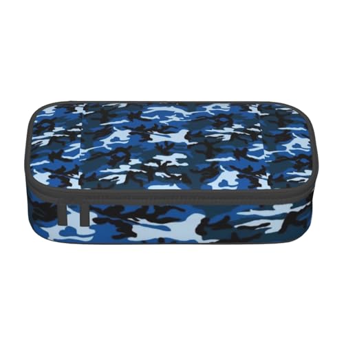 JAYWIS Lingge Druck-Federmäppchen, große Kapazität, Federmäppchen für High School, College, Büro, Studenten, Frauen, Erwachsene, Schule, Büro, Schreibwaren, Organizer, Halter, blau camouflage, von JAYWIS