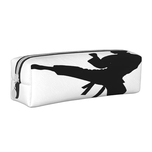 JAYWIS Taekwondo Kampfsport-Federmäppchen aus Leder mit Reißverschluss, handgefertigt, Crossgrain, kompakt für Schule, Büro und Reisen, weiß, Einheitsgröße, Kosmetikkoffer von JAYWIS