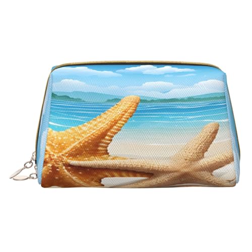 Kosmetiktasche mit Reißverschlussfach (Seashell Beach), bedruckt, PU-Leder, kompakter Organizer für Reisen / Geldbörse, weiß, Einheitsgröße von JAYWIS