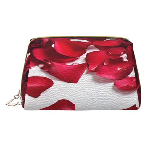 Make-up-Tasche aus PU-Leder mit Reißverschluss, kompakter Organizer für Reisen und Geldbörse, Rot, weiß, Einheitsgröße von JAYWIS