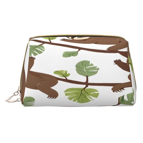 Make-up-Tasche aus PU-Leder mit Reißverschlussfach, kompakter Organizer für Reise/Geldbörse, Braun, weiß, Einheitsgröße von JAYWIS