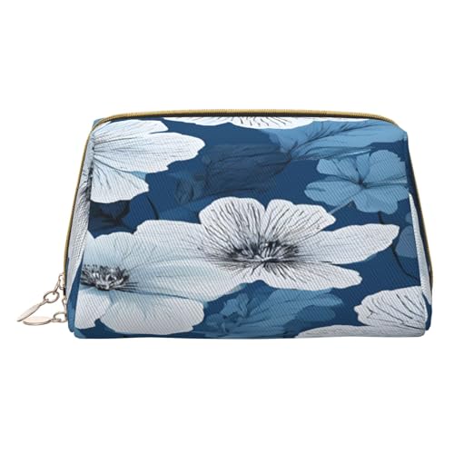 Make-up-Tasche aus PU-Leder mit Reißverschlussfach, kompakter Organizer für Reisen/Geldbörse, Blau, weiß, Einheitsgröße von JAYWIS