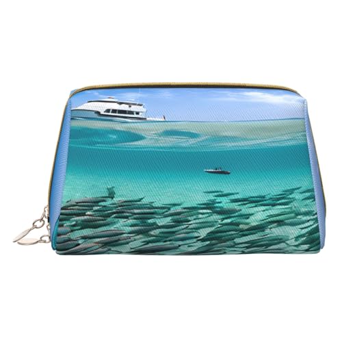 Make-up-Tasche aus PU-Leder mit Reißverschlussfach, kompakter Organizer für Reisen/Geldbörse, weiß, Einheitsgröße von JAYWIS