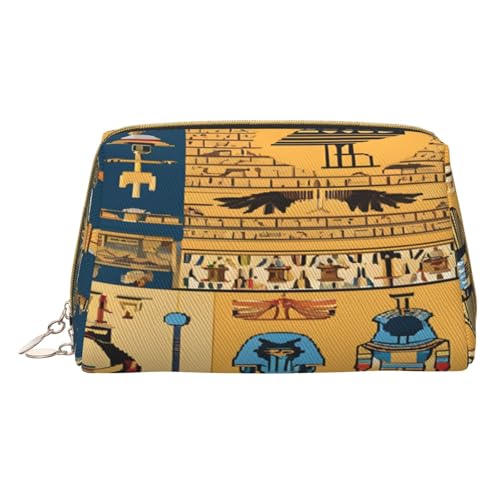 Make-up-Tasche aus PU-Leder mit Reißverschlussfach, kompakter Organizer für Reisen und Geldbeutel (Ancient Egypt Tribe-Serie), weiß, Einheitsgröße von JAYWIS