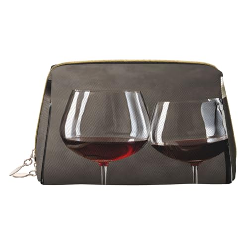 Make-up-Tasche aus PU-Leder mit Reißverschlussfach, kompakter Organizer für Reisen und Geldbörse, Weinrot, weiß, Einheitsgröße von JAYWIS