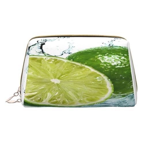 Make-up-Tasche aus PU-Leder mit Reißverschlussfach, kompakter Organizer für Reisen und Geldbörse, Zitronenfrucht, weiß, Einheitsgröße von JAYWIS