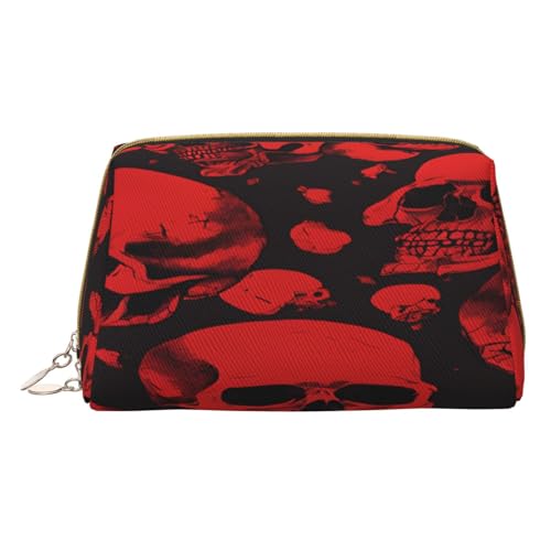 Make-up-Tasche aus PU-Leder mit Reißverschlusstasche, kompakter Organizer für Reisen/Geldbörse, Rot, weiß, Einheitsgröße von JAYWIS