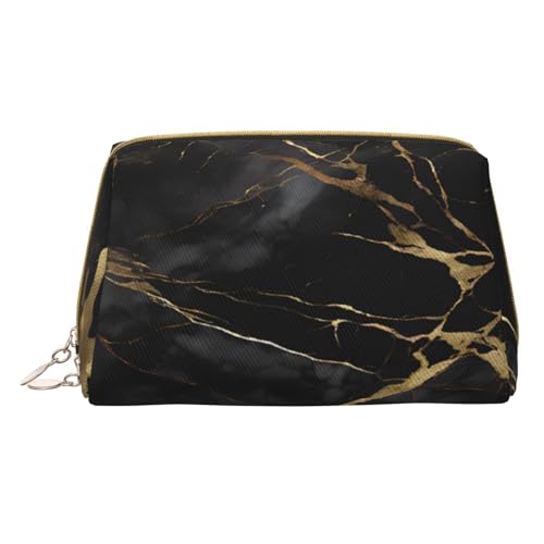 Make-up-Tasche aus PU-Leder mit Reißverschlusstasche, kompakter Organizer für Reisen/Geldbörse, Schwarz, weiß, Einheitsgröße von JAYWIS