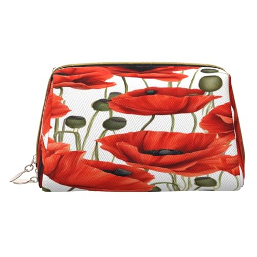 Make-up-Tasche mit Blumenmuster, PU-Leder, mit Reißverschlusstasche, kompakter Organizer für Reisen/Geldbörse, weiß, Einheitsgröße von JAYWIS