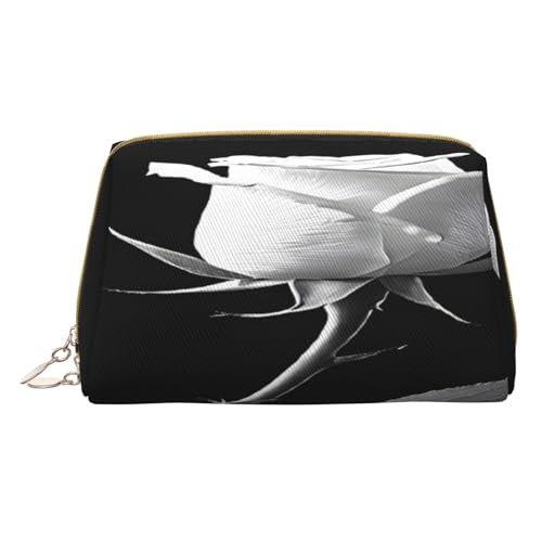 Make-up-Tasche mit Blumenmuster, PU-Leder, mit Reißverschlusstasche, kompakter Organizer für Reisen/Geldbörse, weiß, Einheitsgröße von JAYWIS