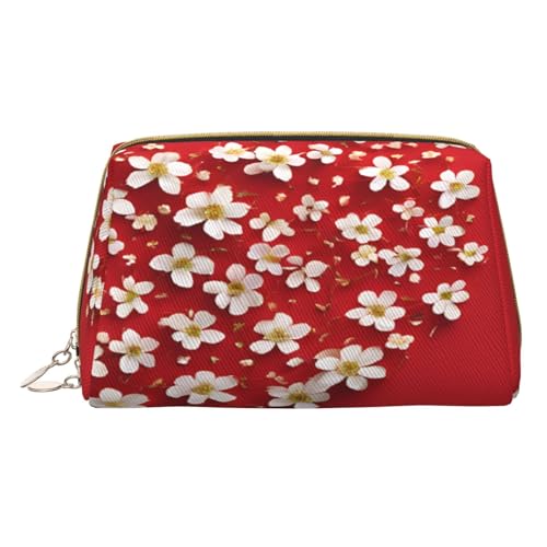 Make-up-Tasche mit Blumenmuster, PU-Leder, mit Reißverschlusstasche, kompakter Organizer für Reisen/Geldbörse, weiß, Einheitsgröße von JAYWIS