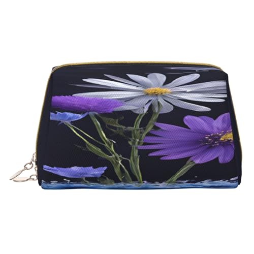 Make-up-Tasche mit Blumenmuster, PU-Leder, mit Reißverschlusstasche, kompakter Organizer für Reisen/Geldbörse, weiß, Einheitsgröße von JAYWIS