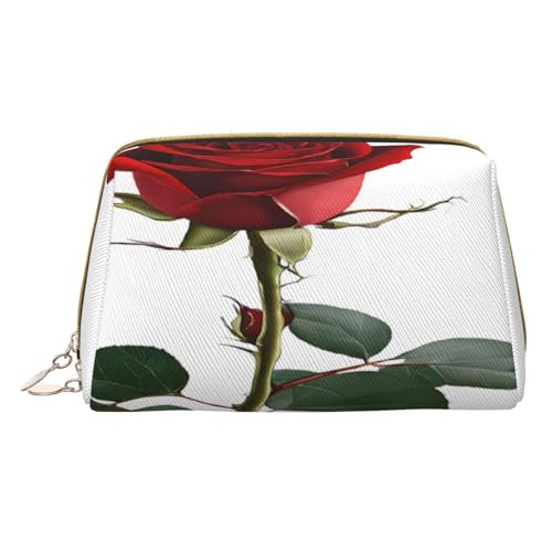 Make-up-Tasche mit Blumenmuster, PU-Leder, mit Reißverschlusstasche, kompakter Organizer für Reisen/Geldbörse, weiß, Einheitsgröße von JAYWIS
