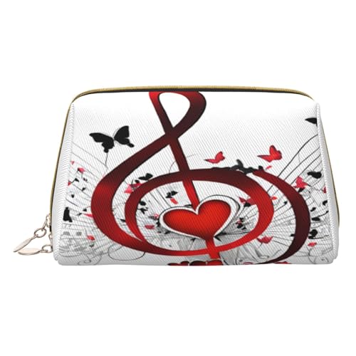 Make-up-Tasche mit Musikmuster, PU-Leder, mit Reißverschlusstasche, kompakter Organizer für Reisen/Geldbörse, weiß, Einheitsgröße von JAYWIS