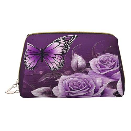 Make-up-Tasche mit Schmetterlingsmotiv, PU-Leder, mit Reißverschlusstasche, kompakter Organizer für Reisen/Geldbörse, weiß, Einheitsgröße von JAYWIS