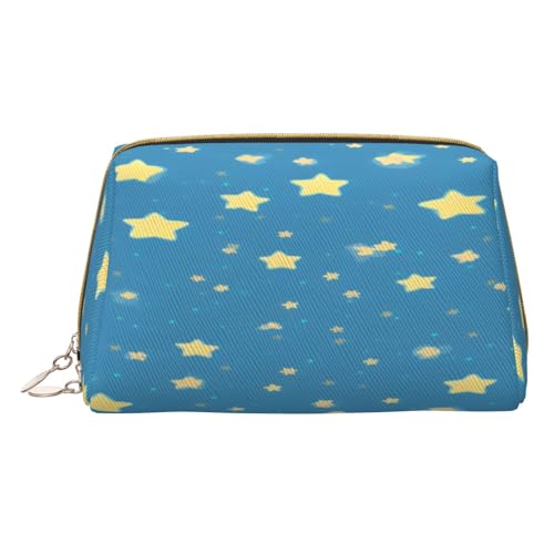 Make-up-Tasche mit Sternmuster, PU-Leder, mit Reißverschlusstasche, kompakter Organizer für Reisen/Geldbörse, weiß, Einheitsgröße von JAYWIS