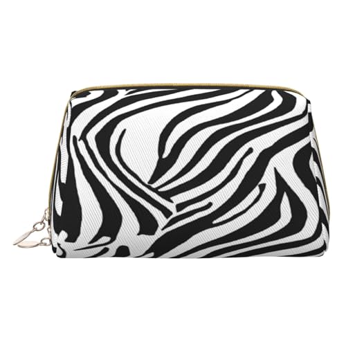 Make-up-Tasche mit Zebramuster, PU-Leder, mit Reißverschlusstasche, kompakter Organizer für Reisen/Geldbörse, weiß, Einheitsgröße von JAYWIS