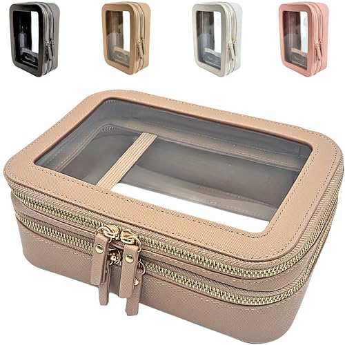 JAZD Transparente Make-up-Tasche Organizer, Make-up-Tasche, Kosmetiktasche, Kulturbeutel für Frauen, Make-up-Tasche, Reise-Make-up-Tasche, kleine Tasche, transparenter Kosmetik-Zugkoffer, Tasche, von JAZD