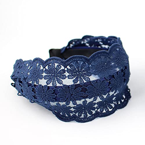 Damen Stirnband Lace Floral Haarband für Mädchen Haarschmuck Lünette Haarbänder Hairwear für Frauen Wide Side Hair Hoop,E von JAZIEL