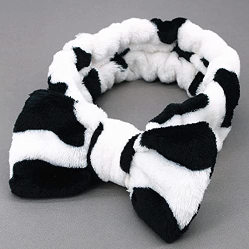 Einfarbiges Damen-Stirnband mit Bowknot, korallenrotes Fleece, Waschstirnband, Mädchen-Accessoires, Stirnband, Kuh 09 von JAZIEL