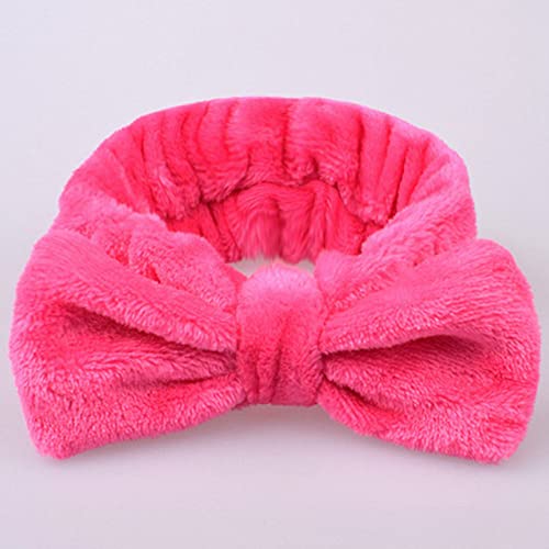 Einfarbiges Damen-Stirnband mit Bowknot, korallenrotes Fleece, Waschstirnband, Mädchen-Accessoires, Stirnband, Rose Red von JAZIEL