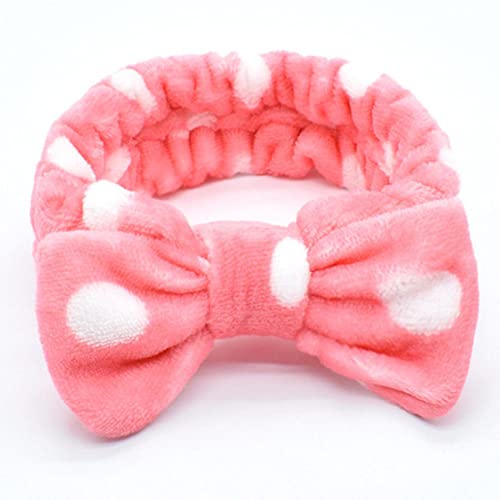 Einfarbiges Damen-Stirnband mit Bowknot, korallenrotes Fleece-Waschstirnband, Mädchen-Accessoires, Stirnband, dot 03 von JAZIEL